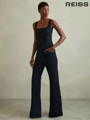 Reiss Navy Mirabelle Linen Corset Vest (B90011) | $295