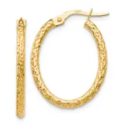 10K Yellow Gold Polished D/C Oval Hoop Earrings