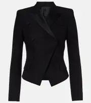 [McQueen] McQueen Double-breasted wool-blend blazer AU 14 black