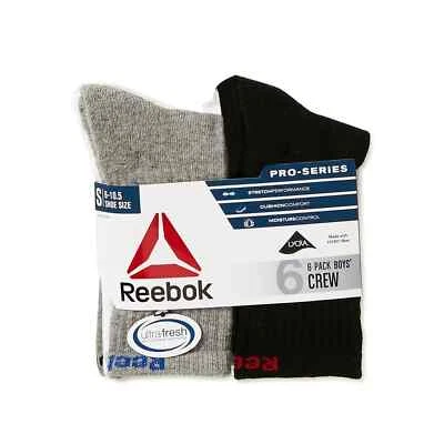Reebok® Boy's Pro Series Cotton Cushion Crew Socks, 6-Pack