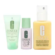 Great Skin Start Here 3 Step Set Clinique: Dramatically Different Lotion + Fragrance Free Moisturizing Lotion Day & Night For Face 125ml + Facial Clea