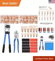 Battery Cable Wire Lug Crimping Tool Kit with 340pcs Copper Wire Lugs, Wire C...