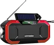 Emergency Solar Hand Crank Weather Radio, 5000mAh Power Bank Charger Flash Light Outdoor Emergency Radio with Bluetooth Speaker(Red)