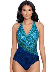 [Miraclesuit Swim] Alhambra Wrapsody Crossover One Piece Shaping Swimsuit in Blue