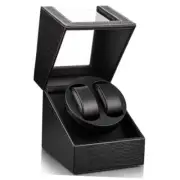 Automatic Double Watch Winder: Super Quiet 2 Slot Watch Winder Crocodile Black