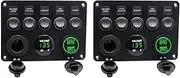 2X 5 Gang 12V/24V Inline-Fuse Box LED Switch Panel Dual USB Car Boat Truck