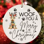 Merry Christmas Airedale Terrier Dog Woof Xmas Lover Ornament Gift Tree Decor