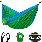 Kids Hammock - Small Camping Hammock, Kids Camping Kelly Green & Cobalt Blue