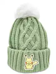 Pokemon Knit Hat with Pom - Green Electric Type Pikachu
