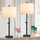 Table Lamp for Bedroom Set of 2, 23" to 30" Height Adjustable Bedside Lamp