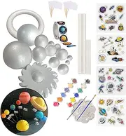 Rejopfad Solar System Model Kit for Crafts, Solar System Project Kit Include Foam Balls, Color Pigments, Paint Tray Palette, Brushes, Sticks, Flags, Stickers (58 Pack Set)