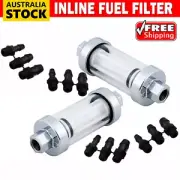 2X 1/4" 5/16" 3/8" Chrome Glass Reusable Washable Inline Fuel Filters Motorcycle