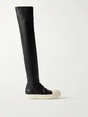 [Rick Owens] Rick Owens - Rubber-trimmed Leather Over-the-knee Boots - Black - IT36 IT 36 Black