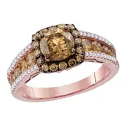 14k Rose Gold Round Brown Diamond Solitaire Bridal Engagement Ring 2 Cttw