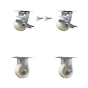 4 Inch Nylon Caster Set with 2 Brakes/Swivel Lock 2 Rigid Service Caster