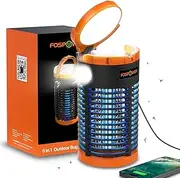 [FosPower] Bug Zapper Outdoor (5-in-1) 3300V Mosquito Zapper with 29600mWh Power Bank, Flashlight, Reading Light, SOS Signal for Camping Essentials, Backyard, Camping, Patio