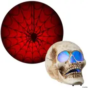Blazing Scenes 10-inch Skull with Red Spider Web Projection Halloween Decoration