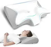 HOMCA Cervical Neck Pillow for Neck Pain Relief, 2 in 1 Ergonomic Pillow for Sleeping, Memory Foam Orthopedic Bed Pillows for Side, Back & Stomach Sleepers with Cooling Pillowcase