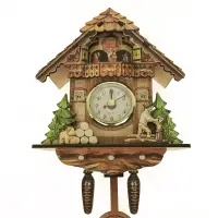 在飛比找蝦皮購物優惠-計時整點報時布谷鳥掛鐘咕咕鬧鐘北歐復古風格時鐘木質客廳鐘表掛