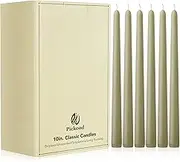 Pickood 10-Inch Tall Unscented Dripless Taper Candles Bulk 30 Pack - Sage Green Taper Candles Bulk - Smokeless, 6-8 Hour Long Burning - Colored Candlesticks Bulk - Sage Green