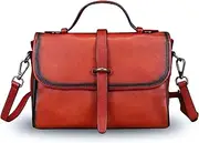[IVTG] Genuine Leather Satchel Crossbody Bags for Women Handmade Vintage Top Handle Handbags Purse