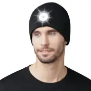 Unisex Knit Hat with Light, USB Rechargeable Hands Free Headlamp LED Beanie
