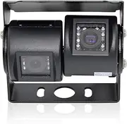 Elinz 2X 4PIN Reversing Reverse Camera Cam Dual Twin in a Joint Bracket 120° and 45° Viewing Angle Mic 12V/24V CCD Truck Caravan Motorhome 600 TVL, Night Vision, IP68 Waterproof, 2 Years Warranty