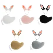 Rabbits Costume Set Plush Animal Ear Hairband, Animal Tail for Girl Cosplay