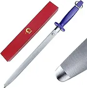 Upgraded 12 Inch Honing Steel Magnetized Super Hardness Professional Sharpening Steel Rod for Kitchen Knives, Honing Rod Flat with Gift Box 3200 Grit Brushed Blue