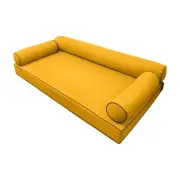 |SLIPCOVER ONLY|S6 Daybed Bolster Pillow Covers Contrast Piped Trim Queen AD108