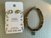 ALEX AND ANI .925 EARRINGS AND BEADED STRETCH BRACELET NEW