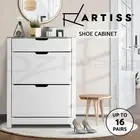 Artiss Shoe Rack Storage Cabinet Organiser Drawer 2-tier Adjustable Shelf White
