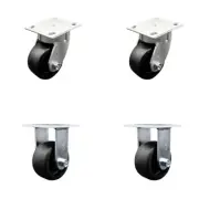 4 Inch Kingpinless Glass Filled Nylon Wheel Swivel Caster Set 2 Swivel 2 Rigid