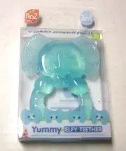 Raz Baby Elfy Teether, Elephant Theme, Clear Mint, Soft Silicone, 3 Months, New