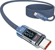 100W USB C to USB C Fast Charging Cable, 2M PD 5A Type C Cord with Intuitive Power Display & Tough Nylon Braid, Compatible with iPhone 16 15 Pro Max Plus MacBook iPad Samsung Galaxy S24/S23/S22