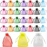 Organza Bags,100Pcs Sheer Organza Bags 4.72x3.54 inch Drawstring Mesh Jewelry Gift Bags Candy Pouches for Wedding Party Package (10 Color)