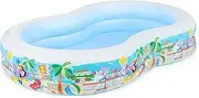 Intex 8.5ft x 5.25ft x 18in Swim Center Paradise Seaside Inflatable Kiddie Pool with Drain Plug for Quick and Easy Clean Up