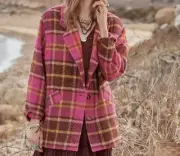 NWT, Sundance Catalog, “Ansley Plaid Coat” Size PL, $198