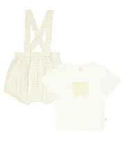 [Il Gufo] Il Gufo Baby gingham cotton T-shirt and bloomers set M 1 beige
