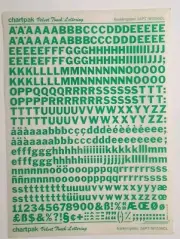 Chartpak Velvet Touch Lettering Franklin Gothic 36pt/M10 36CL Green Rub On