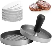 Burger Press with 100PCS Wax Papers Set Non-Stick Patty Maker Hamburger Press Mold Aluminum for BBQ Grill