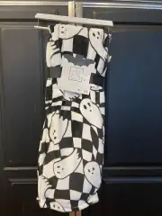 New Viral Spooky Night Black White Checkered Ghost Throw Blanket 50x70