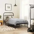 Classic Bed Frame With Headboard Mattress Base Platform Metal Slats Legs Black