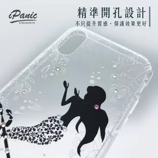 【iPanic】水鑽手機殼 黑夜人魚 IPhone X I8 I7 Plus 3D立體浮雕 IPhone手機殼