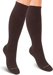 Cotton Compression Socks Women. Graduated Stockings Travel, Flight, Pregnancy, Nurses, Maternity, Varicose Veins, Calf Support. 15-20 mmHg Airplane Traveling Hose. Knee High 1 Pair