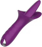 2-in-1 Vibrating Tongue Vibrator for Women - G-Spot Stimulation with 10 Vibration Modes, Licking & Teasing Oral Sex Toy, Silicone Dual Motor Female Vibrator (Purple)