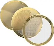 [HEXNUB] Reusable Metal Filter for AeroPress Coffee Maker, Stainless Steel Filter Fits AeroPress Original & Go Coffee Press, Fuller Bodied Coffee Than Paper Filters - GOLD 3 PACK