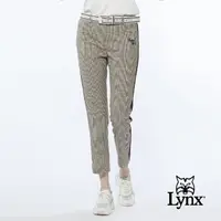 在飛比找momo購物網優惠-【Lynx Golf】女款經典百搭格紋側邊配布褲耳D型環設計