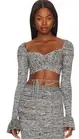 House Of Harlow 1960 Yuna Crop Top In Black & White Marl, Size L