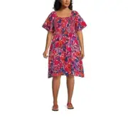 Terra & Sky Women's Plus Size Flutter Sleeve Fit & Flare Dress, Size: 3X(24-26)